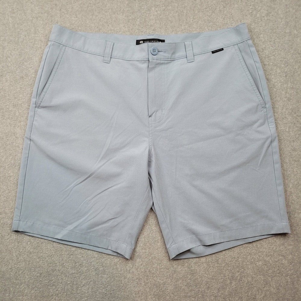 Travis Mathew Golf Shorts Mens 38 Light Blue Beck Performance Stretch Casual‎